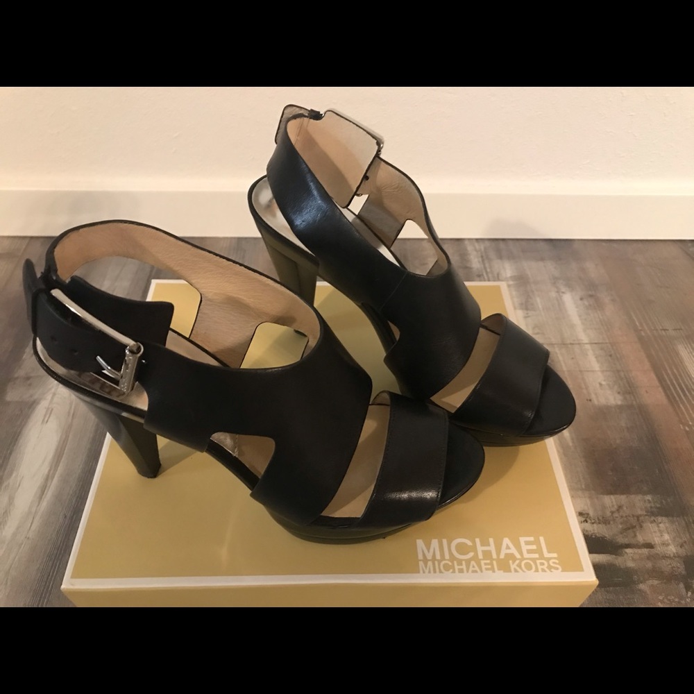 Michael Kors Carla Leather Platform Block Heel